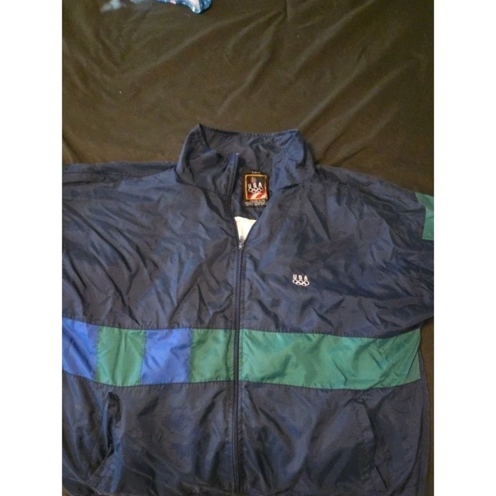 Vintage 90s USA Olympics Windbreaker Jacket JCPenney Colorblock Full Zip